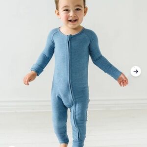 Little Sleepies Cozy Heathered Blue Ribbed Zippy Pajamas 0-3 Months
